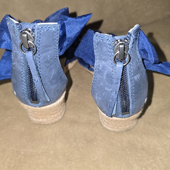Ugg Starla Navy Blue Tie Wedge Navy Blue Ankle Espadrille Sandals Size 7 - Picture 6 of 12